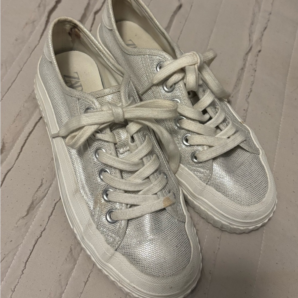 Zara Silver Sneakers 38
